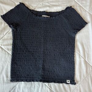 Abercrombie Kids Black Smocked Short Sleeve Top